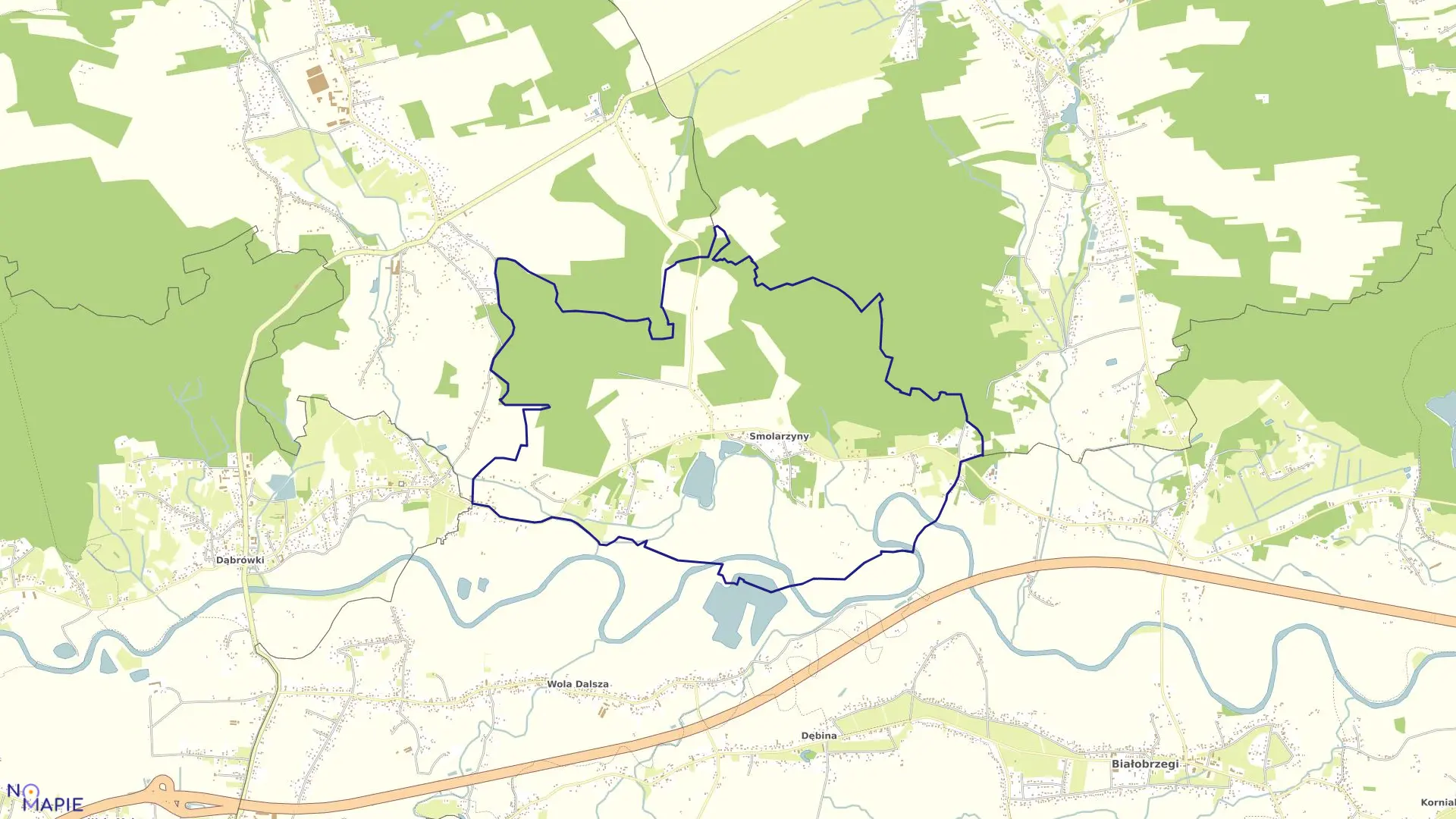 Mapa obrębu Smolarzyny w gminie Żołynia